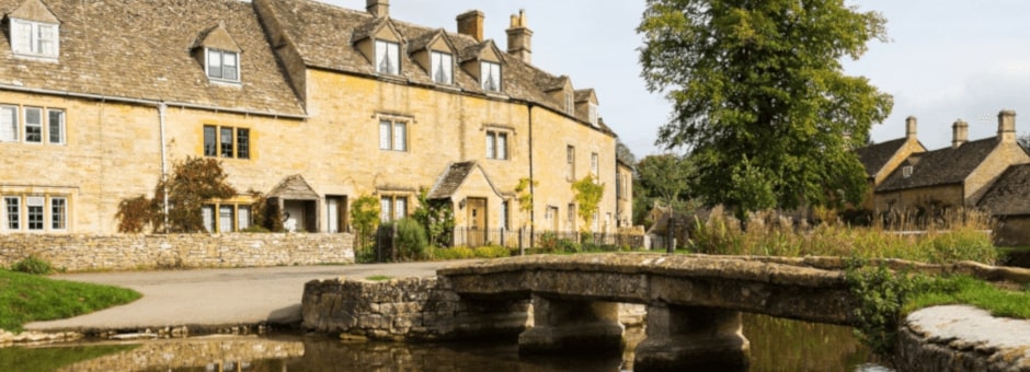 View of Lower Slaughter, the prettiest village in the Cotswolds