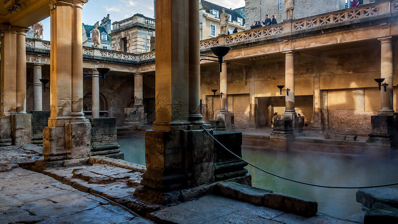 A view of the main pool at the Bath Roman Baths