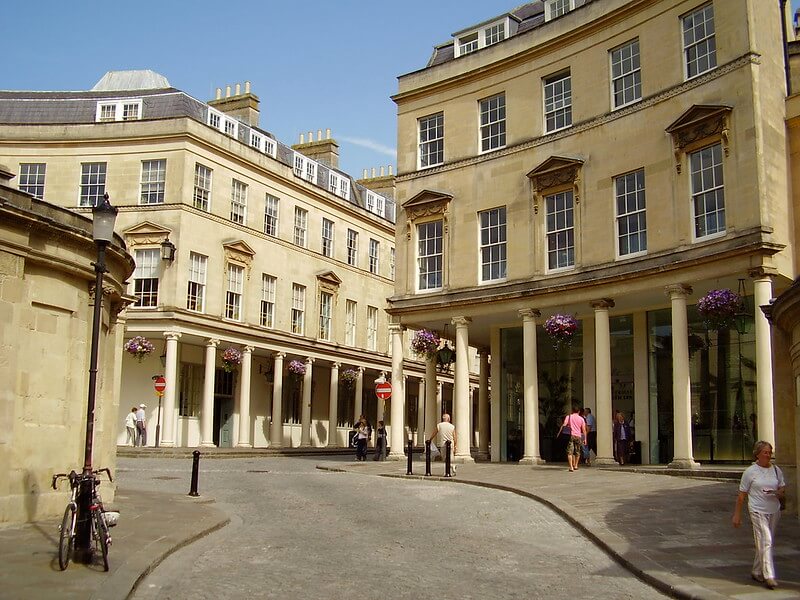 A photo of the outside entrance to the Bath Thermae Spa