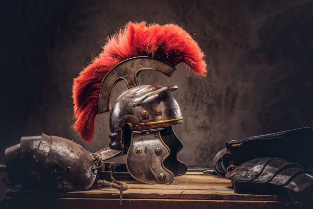 Roman armour with dark background 