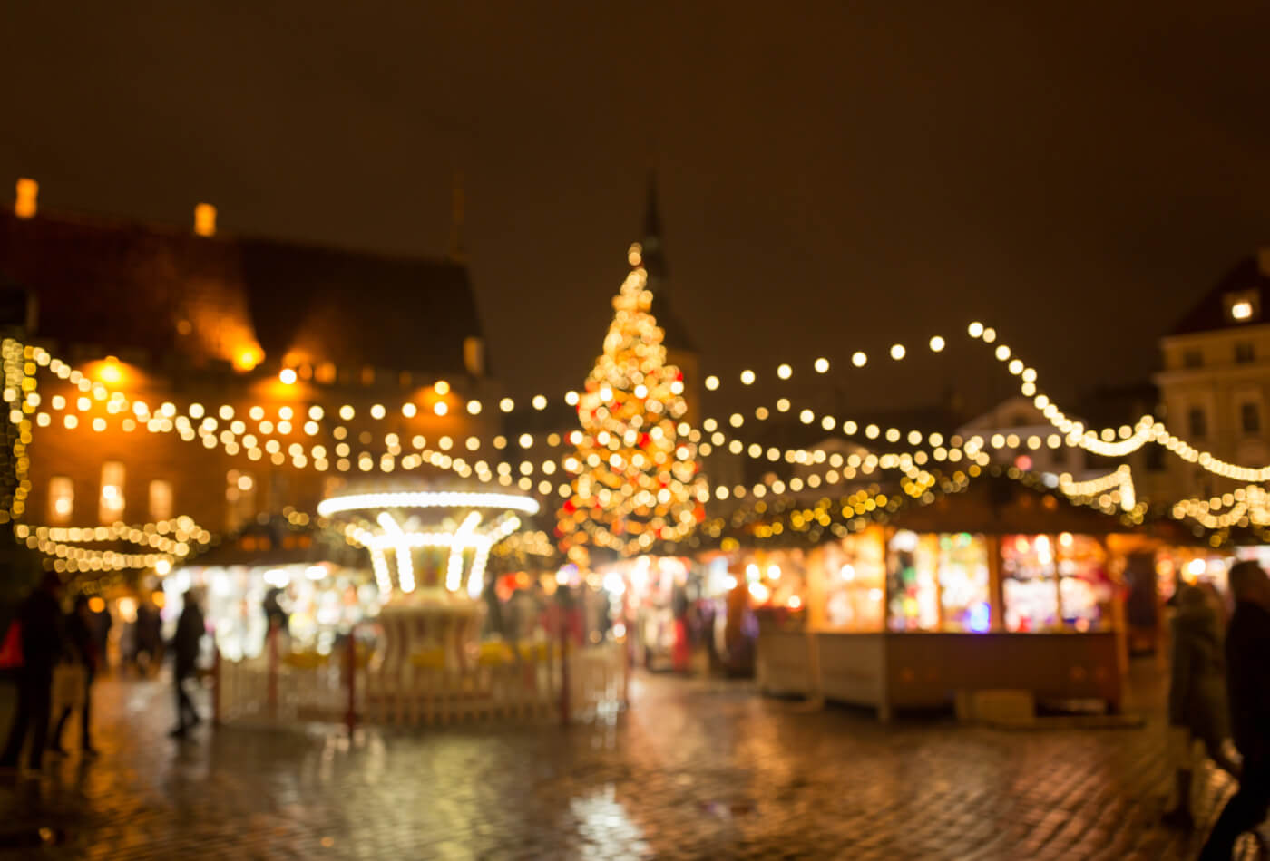 Blurred image of Christmas markets