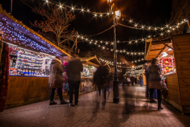 Shoppers at Christmas market