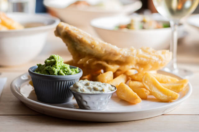 Battered fish and chips